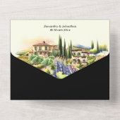 Toscaanse villa waterverf wijngaard Italiaans wijn All In One Uitnodiging (Achterkant)