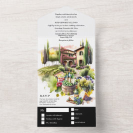 Toscaanse villa waterverf wijngaard Italiaans wijn All In One Uitnodiging