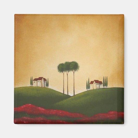 Toscaanse villa's en papavers magneet (Voorkant)