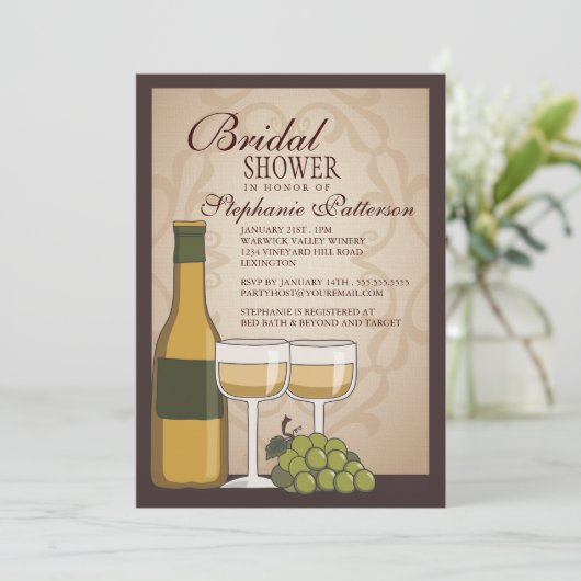 Toscaanse Vrijgezellenfeest Wijn met uitnodiging (Staand voorkant)