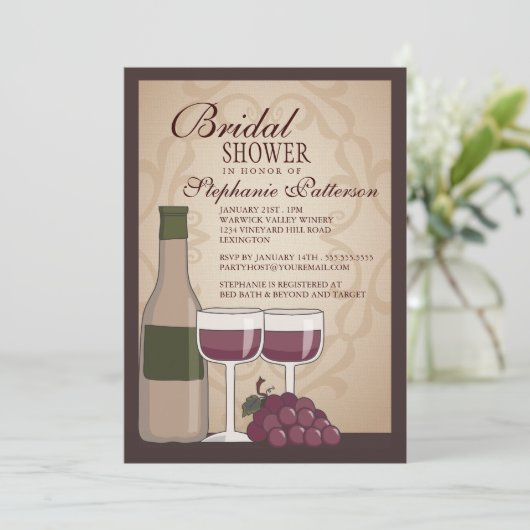 Toscaanse Vrijgezellenfeest Wijn met uitnodiging (Staand voorkant)