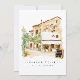 Toscaanse Waterverf Bachelor Weekend Invitation Ka Kaart