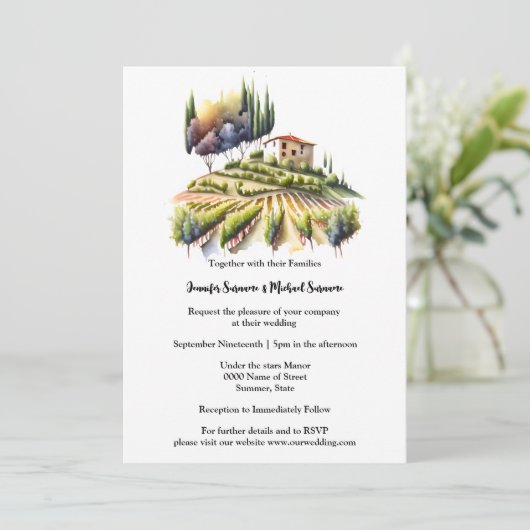 Toscaanse waterverf villa Toscaanse wijnmakerij It Kaart (Staand voorkant)