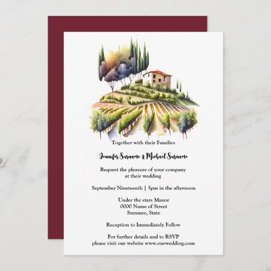 Toscaanse waterverf villa Toscaanse wijnmakerij It Kaart (Voorkant / Achterkant)