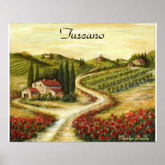 Toscaanse weg met papavers poster