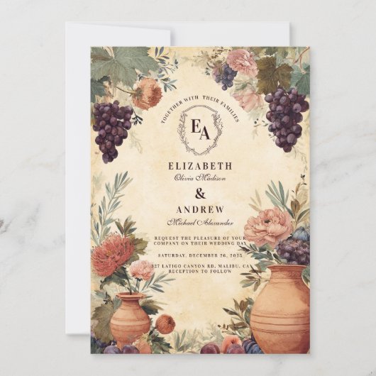 Toscaanse wijngaard rustieke viering kaart (Voorkant)