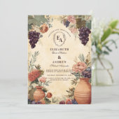 Toscaanse wijngaard rustieke viering kaart (Staand voorkant)