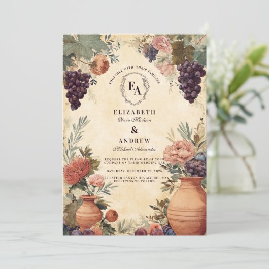 Toscaanse wijngaard rustieke viering kaart (Staand voorkant)