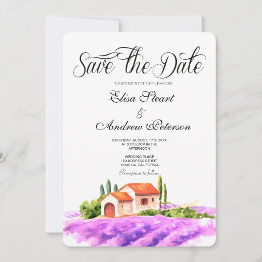 Toscaanse wijngaard save the date uitnodiging (Voorkant)