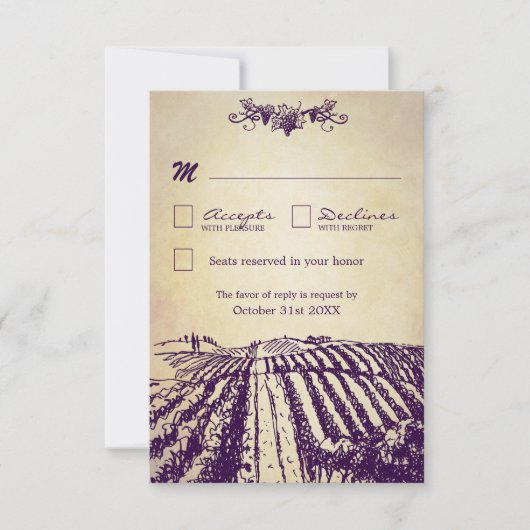 Toscaanse  winerij Wineyard Wedding RSVP-kaarten RSVP Kaartje (Voorkant)
