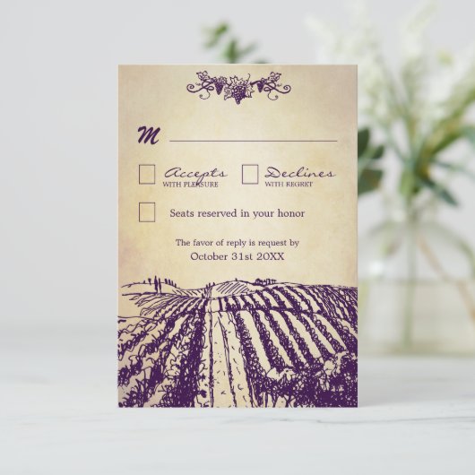 Toscaanse  winerij Wineyard Wedding RSVP-kaarten RSVP Kaartje (Staand voorkant)