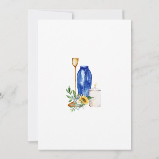 Toscaanse zonnebloem bruid ouders bruiloft blauwe  kaart (Achterkant)