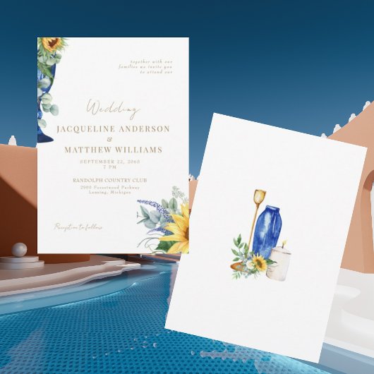 Toscaanse Zonnebloem Geen Ouders Bruiloft uitnodig Kaart