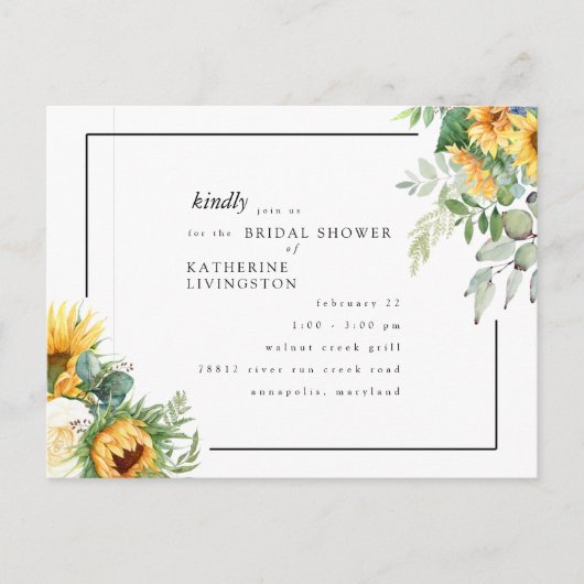 Toscaanse zonnebloemen in Bloom Vrijgezellenfeest Uitnodiging Briefkaart (Voorkant)