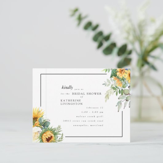 Toscaanse zonnebloemen in Bloom Vrijgezellenfeest Uitnodiging Briefkaart (Staand voorkant)