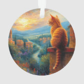Toscaanse zonsondergang met een gemberkat ornament (achterkant)