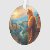 Toscaanse zonsondergang met een gemberkat ornament (voorkant)