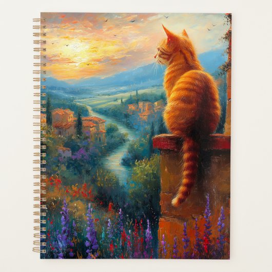 Toscaanse Zonsondergang met een Kattenkop Planner (Voorkant)