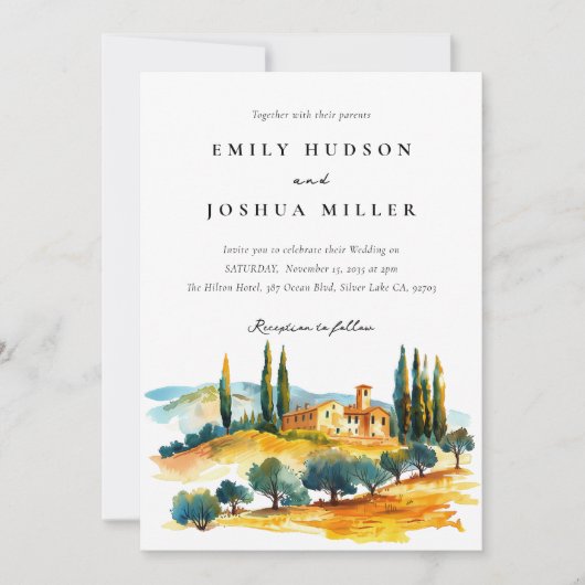 Toscana Landschap Italiaanse bruiloft Kaart (Voorkant)