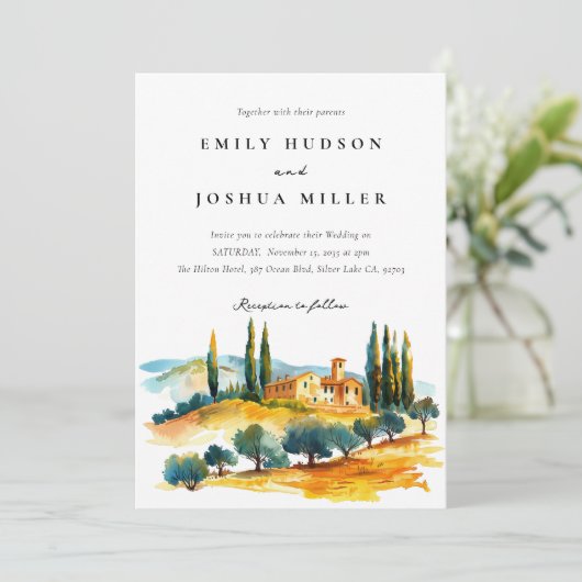 Toscana Landschap Italiaanse bruiloft Kaart (Staand voorkant)