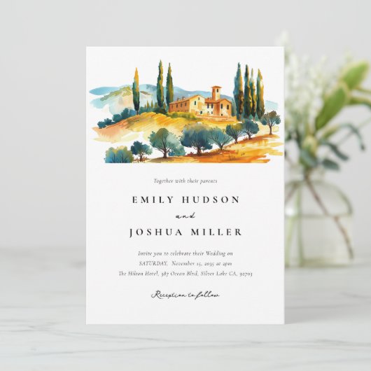 Toscana Landschap Italiaanse bruiloft Kaart (Staand voorkant)