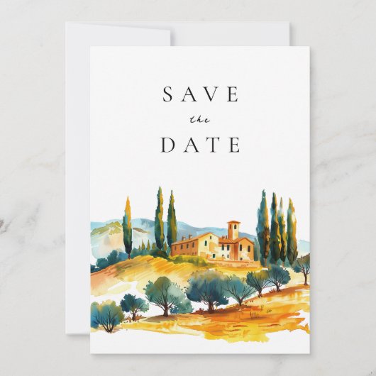 Toscana Landschap Italiaanse bruiloft Save The Date (Voorkant)