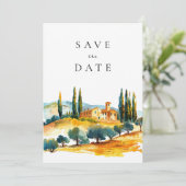 Toscana Landschap Italiaanse bruiloft Save The Date (Staand voorkant)