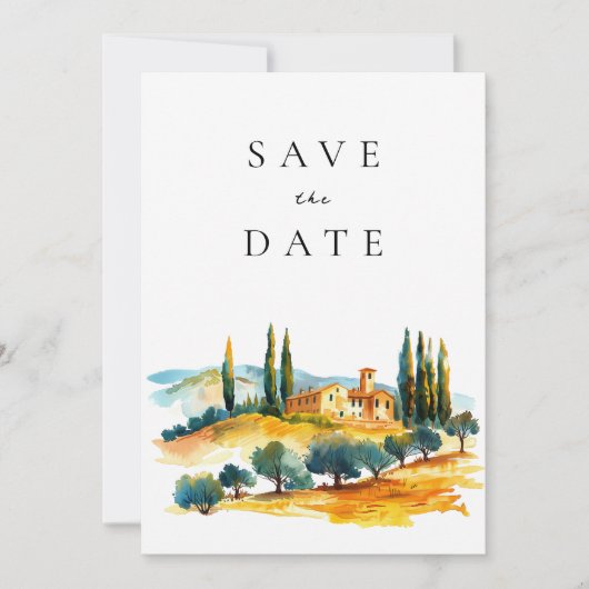 Toscana Landschap Italiaanse bruiloft Save The Date (Voorkant)
