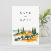 Toscana Landschap Italiaanse bruiloft Save The Date (Staand voorkant)