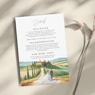 Toscane Aquarel Illustratie Silhouet Bruiloft Informatiekaartje