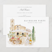 Toscane Aquarel Verlovingsfeest Uitnodigingskaart Kaart (Voorkant / Achterkant)