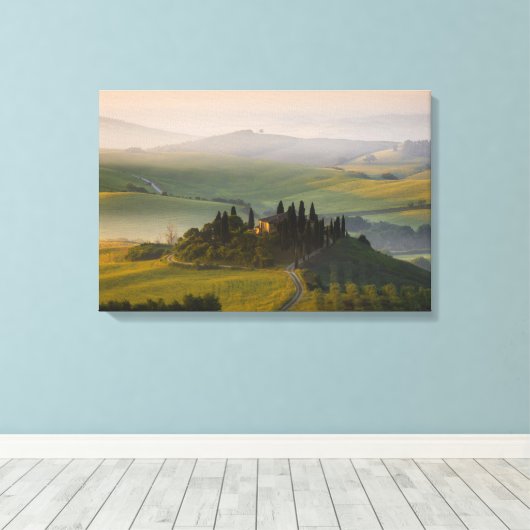 Toscane berglandschap op zonsopgang canvas afdruk (Insitu (Houten vloer))