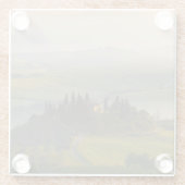 Toscane berglandschap op zonsopgang glazen onderzetter (Achterkant)