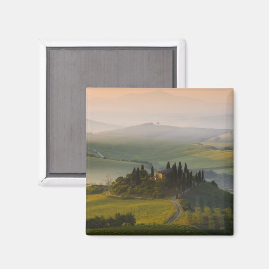 Toscane berglandschap op zonsopgang magneet (Voorkant / Achterkant)