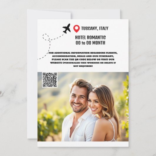 Toscane bestemming bruiloft save the date modern (Achterkant)