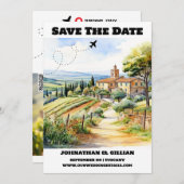 Toscane bestemming bruiloft save the date modern (Voorkant / Achterkant)