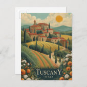 Toscane bij zonsondergang - Italië Reizen Briefkaart (Voorkant / Achterkant)