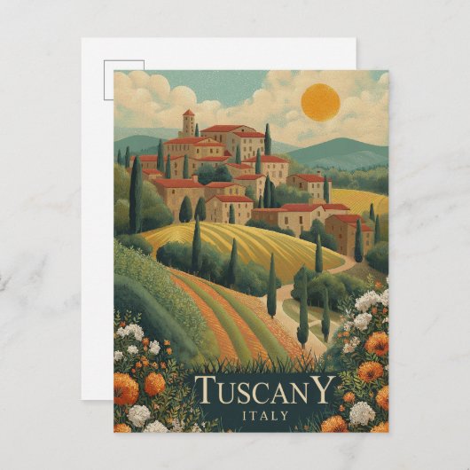 Toscane bij zonsondergang - Italië Reizen Briefkaart (Voorkant / Achterkant)