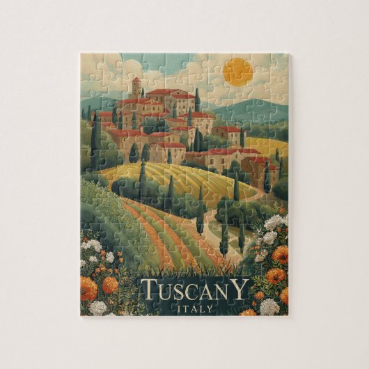 Toscane bij zonsondergang - Italië Reizen Legpuzzel (Verticaal)