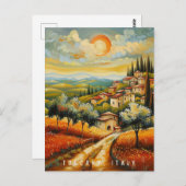 Toscane bij zonsondergang olieverfschilderij Itali Briefkaart (Voorkant / Achterkant)