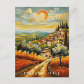 Toscane bij zonsondergang olieverfschilderij Itali Briefkaart (Voorkant)
