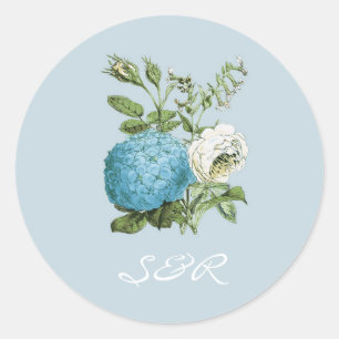 Toscane Blauw Bloemen Bruiloft Uitnodiging Sticker
