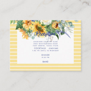 Toscane Blue en Yellow Sunflower Wedding Informatiekaartje