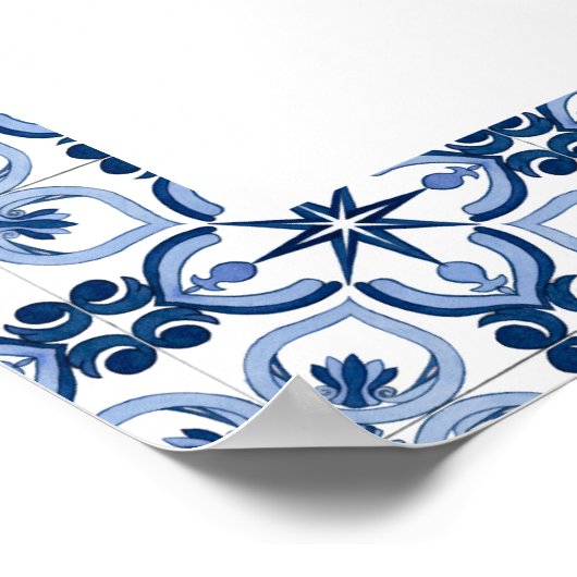 Toscane Blue Italiaanse Tegel Vrijgezellenfeest Poster (Hoek)