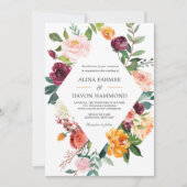 Toscane Botanische Floral Lijst Wedding Kaart (Voorkant)