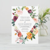 Toscane Botanische Floral Lijst Wedding Kaart (Staand voorkant)