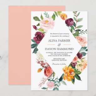 Toscane Botanische Floral Lijst Wedding Kaart