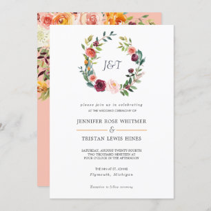 Toscane Botanische Floral Wreath Wedding Kaart