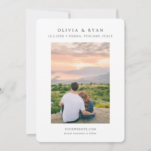 Toscane Bruiloft Pienza Italië Save the Date Kaart (Achterkant)