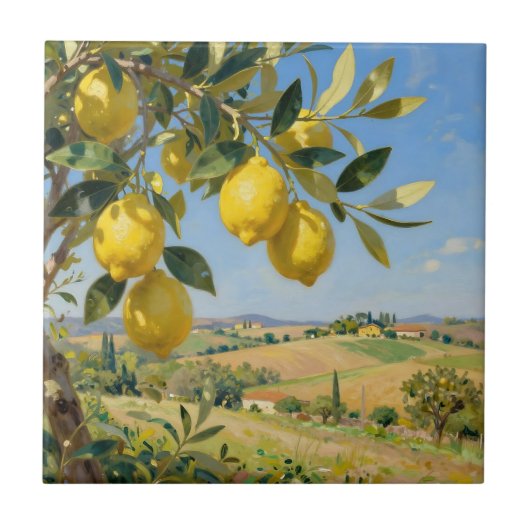 Toscane citroenboom landschap tegeltje (Voorkant)